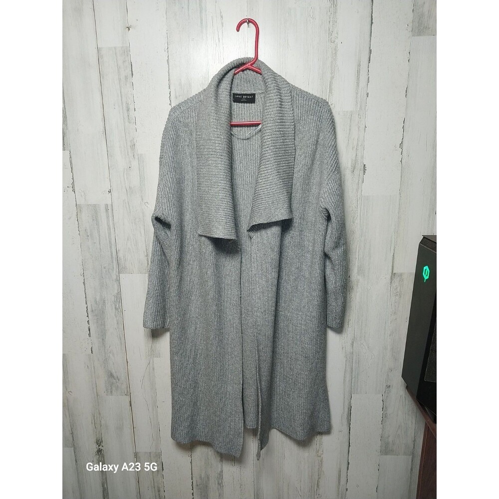 Lane Bryant 14/16 Gray Ribbed Blanket Cardigan